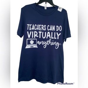 Teacher shirt “Teachers can virtually do anything” Size L computer apple graphic
